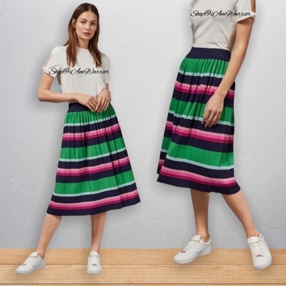 Ted Baker NWT multi stripe pleated knit midi skirt *shop@iamwarrior - Picture 2 of 12